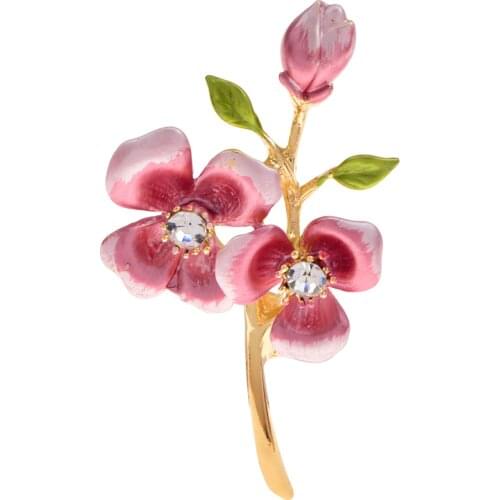 CINDY XIANG Enamel Rhinestone Flower Brooches For Weddings Office Elegant Plant Brooch Pins For Women And Men Jewelry 3-colors