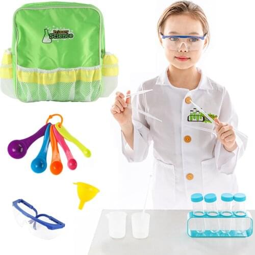 Kids Science Experiment Lab Kit Scientist Costume DIY Science Experiments Set With Lab Coat Kids Cosplay Role Play Toy