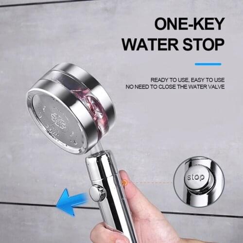360 Degrees Rotating Double-sided Turbocharged Shower Head Wth Switch On/Off Button High Pressure Water Saving Shower Set Spray