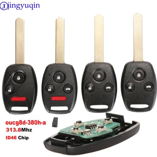 Jingyuqin 2/3/4B 313.8/315Mhz Car Remote Keyless Key Fob For Honda Accord 2003 2004 2005 2006 2007 ID46 chip Complete Remote Key