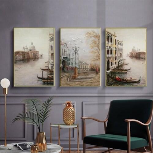 Water City Landscape Canvas Paintings Modular Pictures Wall Art Canvas for Living Room Decoration No Framed wall canvas poster