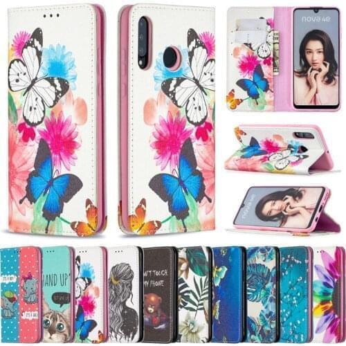 10pcs/lot Automatic Magnetic Printed Flip Leather Phone Case For Huawei P30 Lite Y5 Y6 P Smart 2019 Honor 8S 8A Card Slots