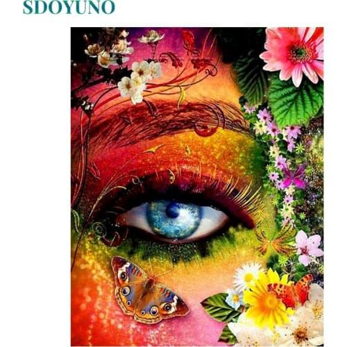 SDOYUNO DIY Oil Painting By Numbers Colorful Eyes 60x75cm Paint By Numbers On Canvas Figure Frameless Handpaint Home Decor