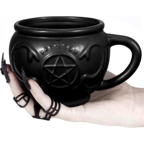 Cauldron Mug Unique Halloween Coffee Mug Witches Gift Ceramics Tea Cup For Halloween Banquet Festival Black