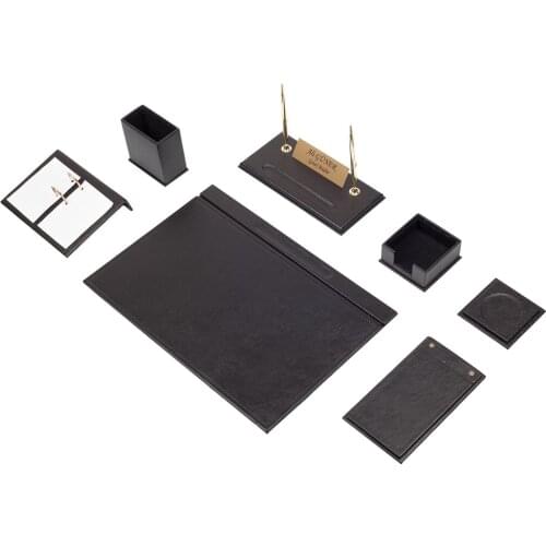 Leather Desk Set 9 Pieces Desk Organizer Office Accessories Desk Accessories Office Supplies Office Organizer Desk Pad Name Tag