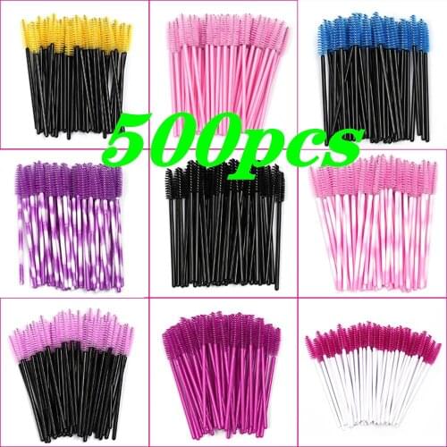 Wholesale 500pcs Eyelash Brush-Set Disposable Mascara Applicator Comb Wand Lashes Extension Brushes Adjust Eyelash Makeup Tools