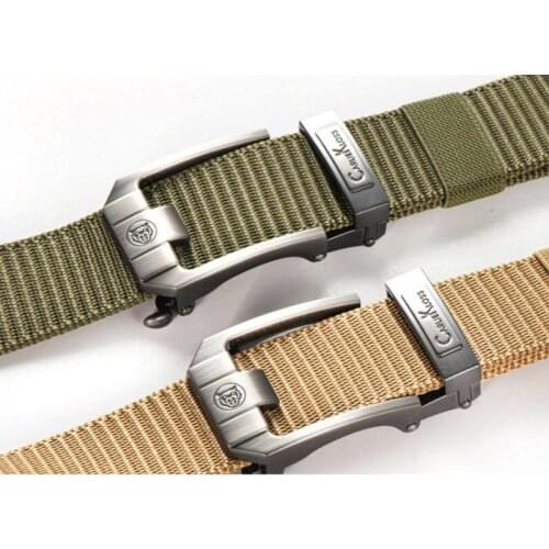 Kemeiqi 2021 new toothless automatic buckle cloth belt thickened nylon canvas belt leisure outdoor belt lengthened army green