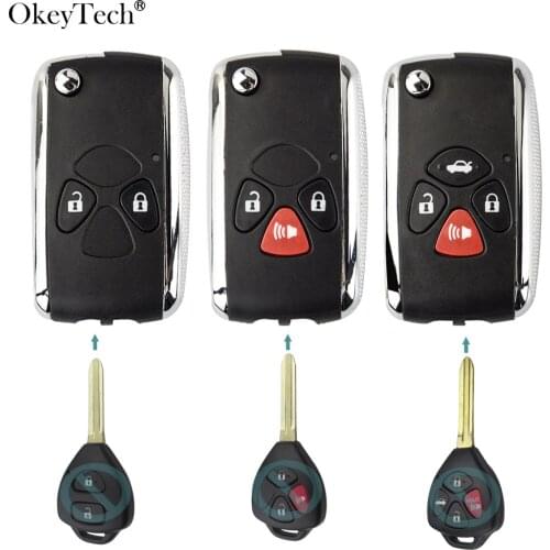 Okeytech 2/3/4 Button Modified Flip Folding Remote Auto Car Key Case Shell Replacement For Toyota Corolla RAV4 Camry Avlon TOY43