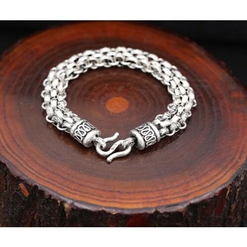 Factory Wholesale S925 Sterling Silver Jewelry Mens Fashion Retro Thai Silver Bracelet Vintage Silver Multi-ring Bracelet