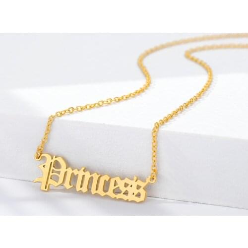 Letter Necklaces Angel Baby Princess Babygirl Nameplate Necklaces Pendants For Women Dainty Jewelry Stainless Steel Accessories