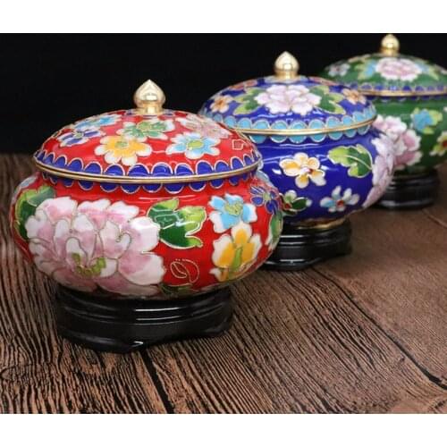Handcrafted Chinese Cloisonne Filigree Decoration Tank Table Ornaments Home Decor Jar Copper Enamel Office Desk Accessories Gift
