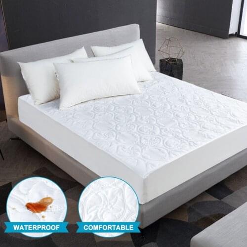 Solid Color Quilted Embossed Waterproof Mattress Protector Fitted Sheet Style Cover for Mattress Thick Soft Pad for Bed