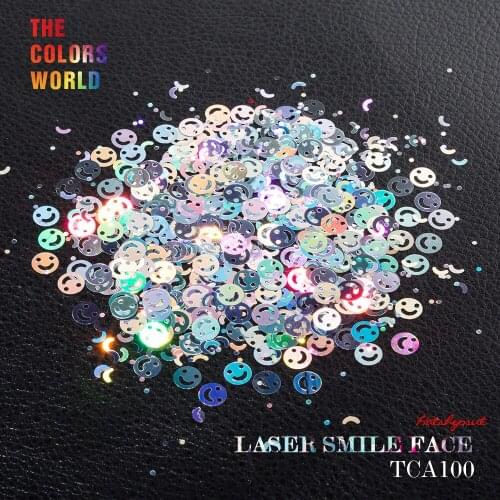 TCT-167 Holographic Laser Color Smile Face 6MM Shape Glitter Nail Art Decoration Nail Gel Makeup Manual DIY Crafts Decoration
