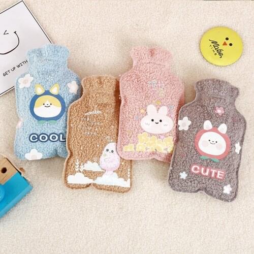 Cartoon Pattern Hot Water Bottle Simple Animal Autumn And Winter Plush Water Injection Warm Hand Warmer