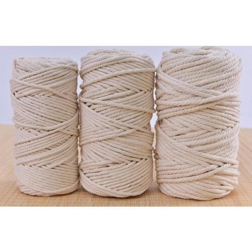 Natural Beige Cotton Macrame Rope String Ribbon Sewing Crafts DIY Cord Home Room Wedding Christmas Decor 1mm 2mm 3mm 4mm 5mm 6mm