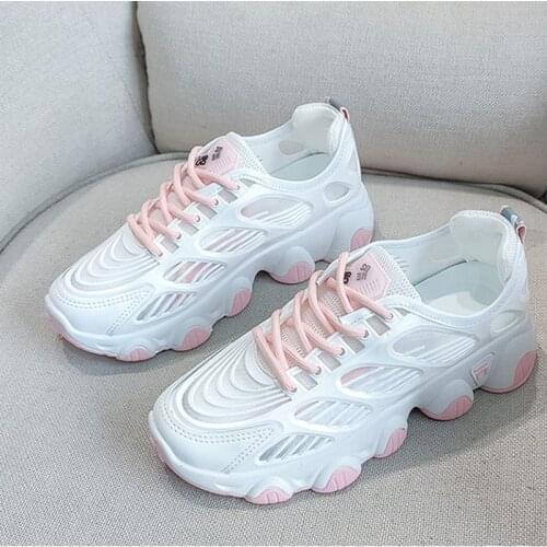 2021 Summer New Style Mesh Breathable Womens Vulcanized Shoes Fashion All-match Color Matching Sneakers Platform Womens Shoes