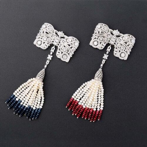 1 pcs 68x90mm Mixed Color Plated Clear CZ Pave Bowknot necklace Pendant