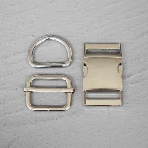 50 Sets 25mm Webbing Metal Hardware Strap Slider D Ring Release Belt Buckle For Dog Collar Paracord Sewing Accessory