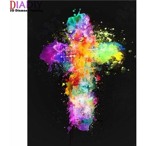 5D Diy Diamond Painting Religious Cross Landscape Diamond Embroidery Jesus Christian Religiou Icons Diamond Mosaic Cross Stitch