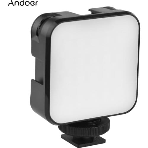 Andoer Mini RGB LED Video Light 360° Full Color Fill Lamp 6W 2500-9000K CRI95+ with OLED Screen Display Triple Cold Shoe Mount