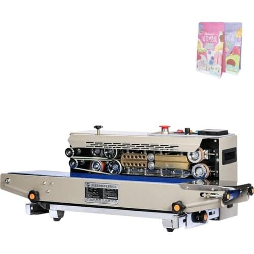 FR-770 Compound Sealing Machine Continuous Automatic Heat Film Bag Band Sealer With Belt Conveyor