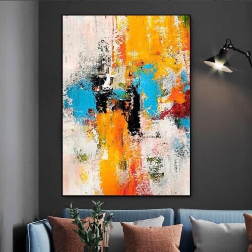 Large hand-painted oil painting abstract art hanging painting Nordic mural living room background wall decorative painting