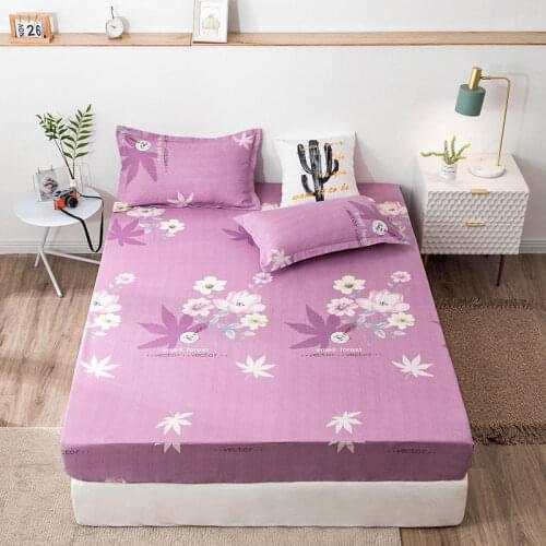 Bonenjoy Queen Bed Cover King Size With Elastic Flower Pattern Bed Sheet For Bedroom Plain Dyed Mattress Covers(No Pillowcase