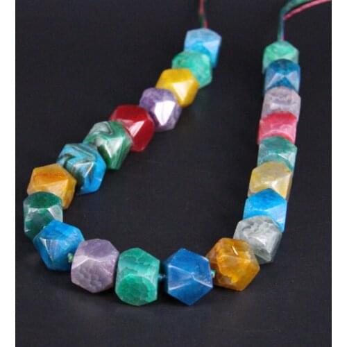 15.5"/strand Mixed Color Cracked Agates Faceted Nugget Slab Beads,Rainbow Natural Onxy Gems Cut Slice Pendants Jewelry Making