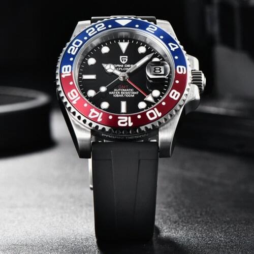 PAGANI DESIGN 40mm Sapphire GMT Watch Stainless Steel Waterproof Mechanical Watches Brand Men Automatic Watch Relogio Masculino