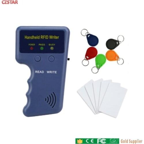 Handheld 125KHz RFID Duplicator Copier Writer Programmer Reader + Keys Cards EM4305 T5577 Rewritable ID Keyfobs Tags Card