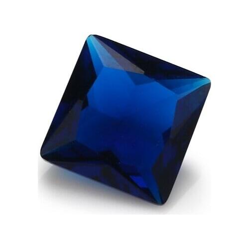 100pcs 3x3~10x10mm Square Shape Loose Stone Dark Blue Color Glass Synthetic Gems For Jewelry DIY Stone