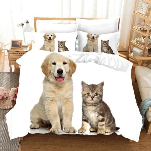 Happy Pet Dog Cat Bedding Set Animal Fashion Cute 3d Comforter Bed Linen Twin Queen King Single Size Decor Duvet Cover Sets