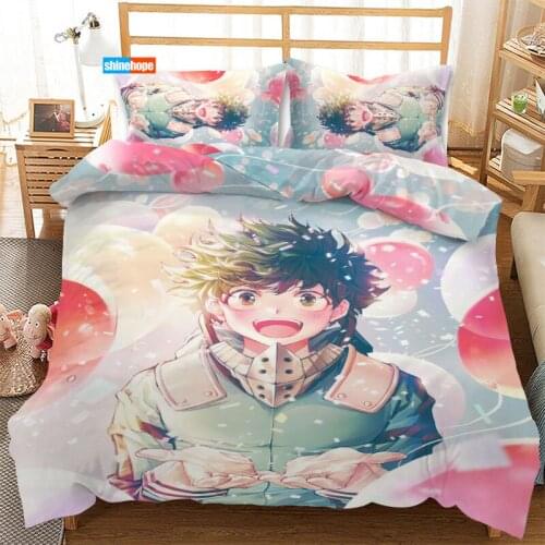 My Hero Academia 3PCS Duvet Cover Satin Bedding Set Twin Size 180X220CM Bedspread Nordic Bed Cover