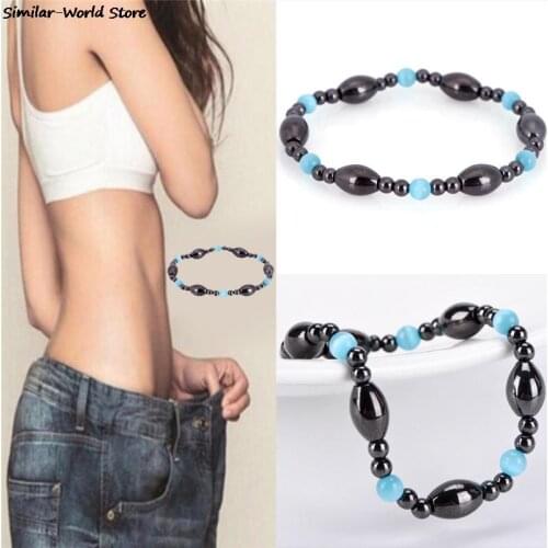 Biomagnetism Magnetic Bracelet Bangle Handmade 18mm Beads Natural Stone Health Care Weight Loss Wristband Bracelet DIY Jewerly