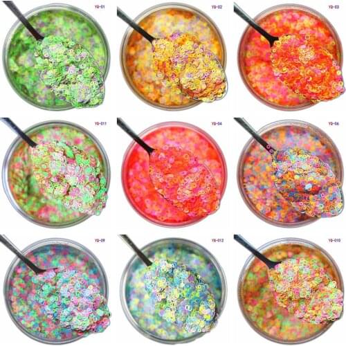 Matte Circle Mix Polyester Glitter Neon Confetti Glitter, Matte Dot Confetti Glitter, Chunky Glitter, Hot Pink Yellow Green Dots