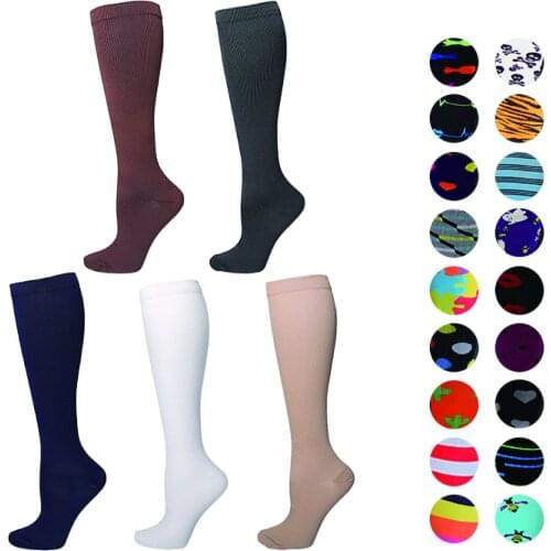 Pure Color Compression Socks Men Outdoor Cycling Running Breathable Couple Socks Adult Sports Socks Crew Socks White Socks