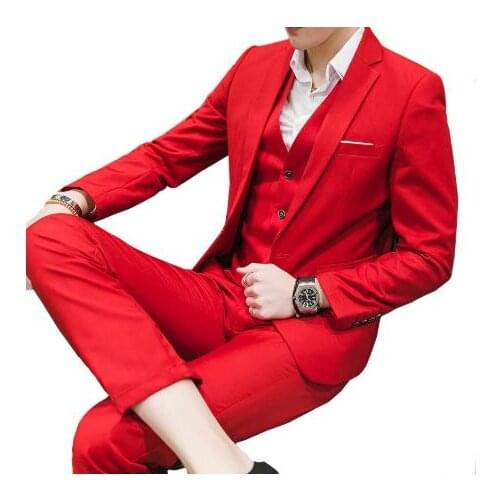 2021 New Arrivel Long Coat Designs Chinese Red Men Suit Gentle mens Tuxedo Prom Blazer Custom 3 Pieces (Jacket+vest+Pants)