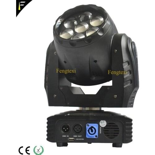 New Compact 9~50 Degree Zoom 7x12w LED Wash Moving Head Spot RGBW With IEC-10A Power Con Connect For Dj Disco Church