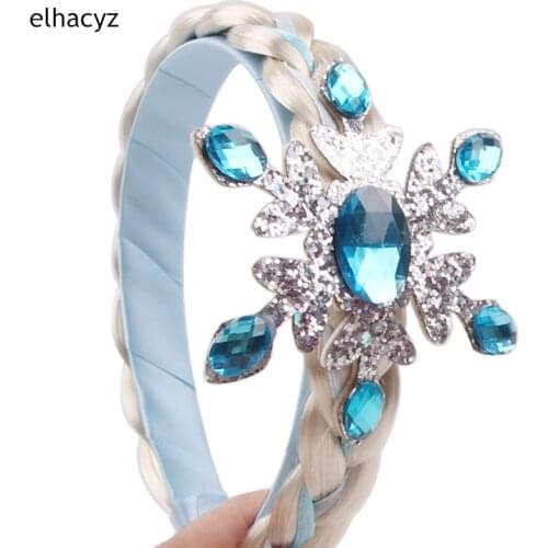 Ice and Snow Wig Braids Childrens Crown Princess Headbands Queen Snowflake Hair Clip For Lovely Girls Kids Hair Accessories
