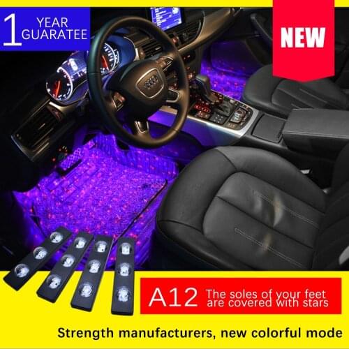 Foot Soles Atmosphere Lights RGB Sound Control Star Colors Four In One Modifiedled Car Interior Decorative Lights Ambient Light
