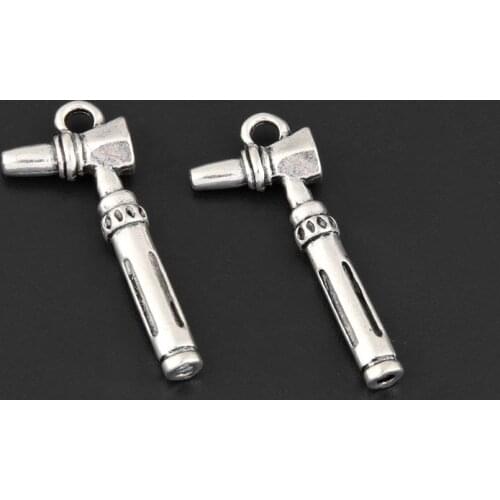 20pcs Silver Color 29x12mm Hammer Charms Tool Pendant Fit DIY Jewelry Making Handcrafted Accessories