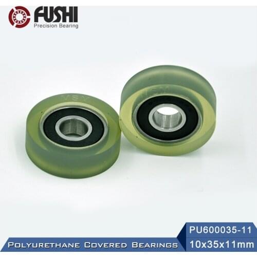 PU 6000 Polyurethane Covered Bearing 10*35*11 mm ( 2 Pcs ) Shaft 10mm PU600035-11 Urethane Cover PU6000 Bearings