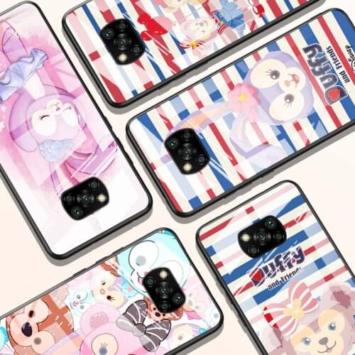Duffy Disney Bear Cute for Xiaomi POCO X3 NFC F3 M2 X2 F2 Redmi K30 Redmi Note 9 Pro Luxury Tempered Glass Phone Case