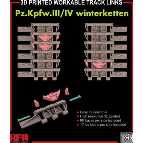 [Ryefield Model] RFM RM-2018 1/35 Pz.Kpfw.III/IV Winterketten (3D Printed Workable Track Links)