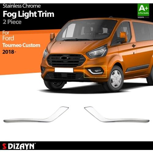 For Ford Tourneo Custom Chrome Fog Light Trim Stainless Steel 2 Pcs Exterior Car Accessories Parts Auto Products