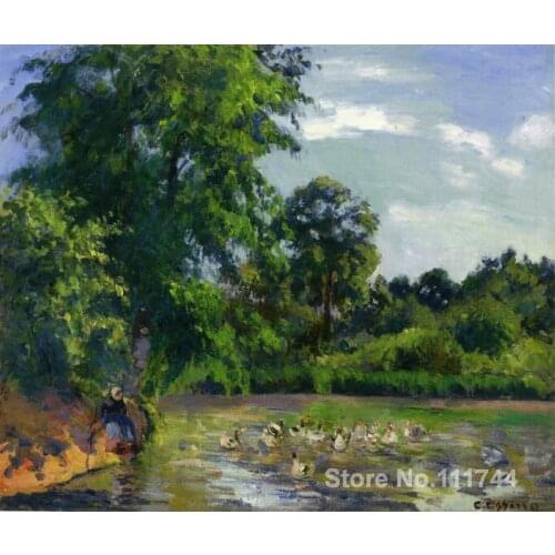 Most popular paintings Ducks on the Pond at Montfoucault Camille Pissarro artwork High quality Hand painted