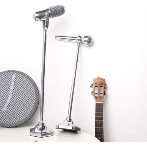 Nordic Style Silver Metal Microphone Model Sculpture Decorative Ornaments Modern Home Decor Creative Crafts Art Ornaments Statue