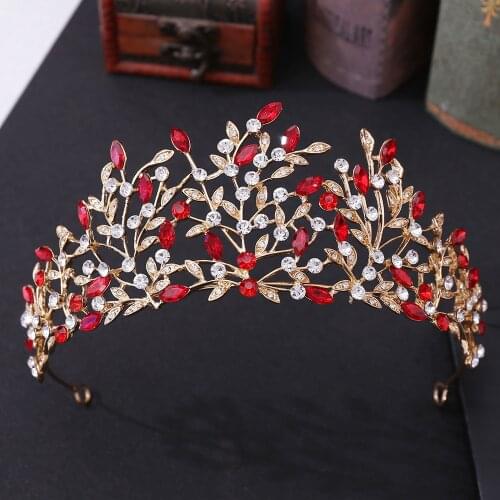 Wedding Accessories Bridal Crowns Headpiece Rhinestone Green Blue Leaf Crystal Hair Crowns Diadem Wedding Tiaras Hair Jewelry
