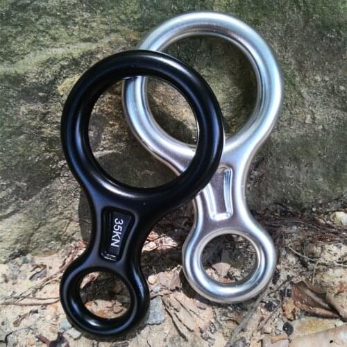 35KN Eight Rings Downhill Gear Device Rock Climbing Descenders Aluminum Alloy Ring 8 Word Rope Descender Outdoor Climbing Device
