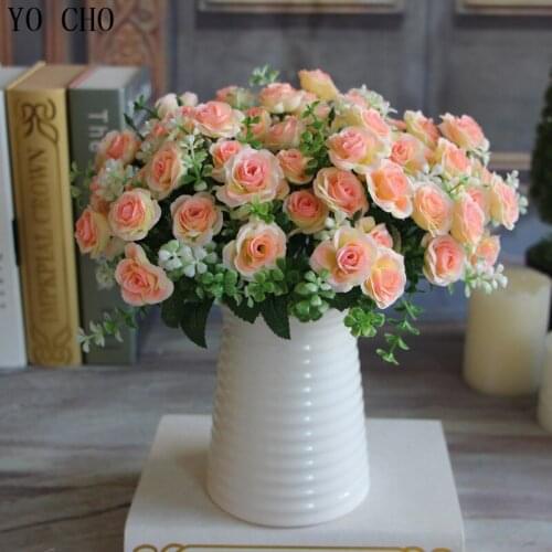 YO CHO Cheap Artificial Red Rose Spring Flowers 15 Flower Heads Camellia Magnolia Floral Wedding Peony Arrangement Home Decor